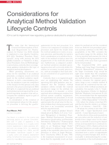 considerations-for-analytical-method-validation-lifecycyle-controls